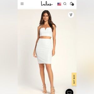 Lulu’s Sparkling Style White Sequin Two Piece Bodycon Midi Dress